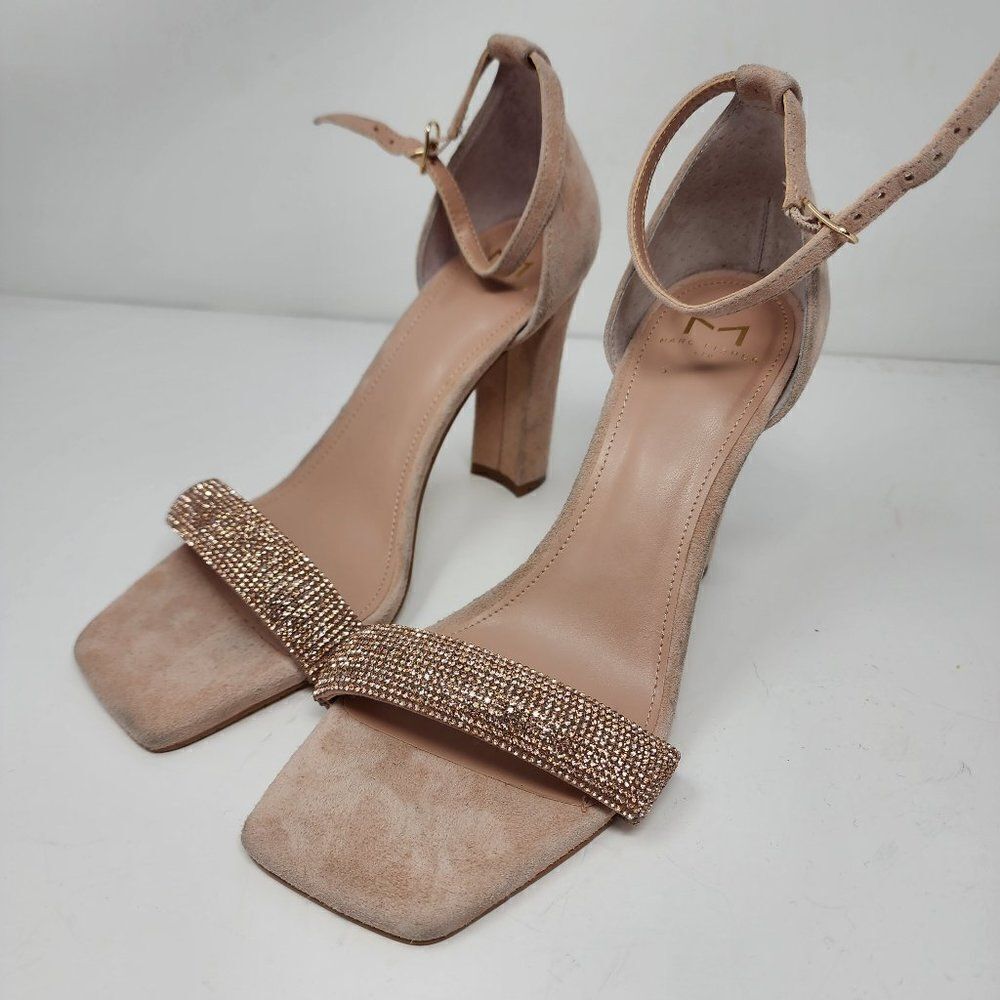 Marc Fischer Angelo Pink Natural Suede Ankle Strap Heeled Sandal, Size 8.5